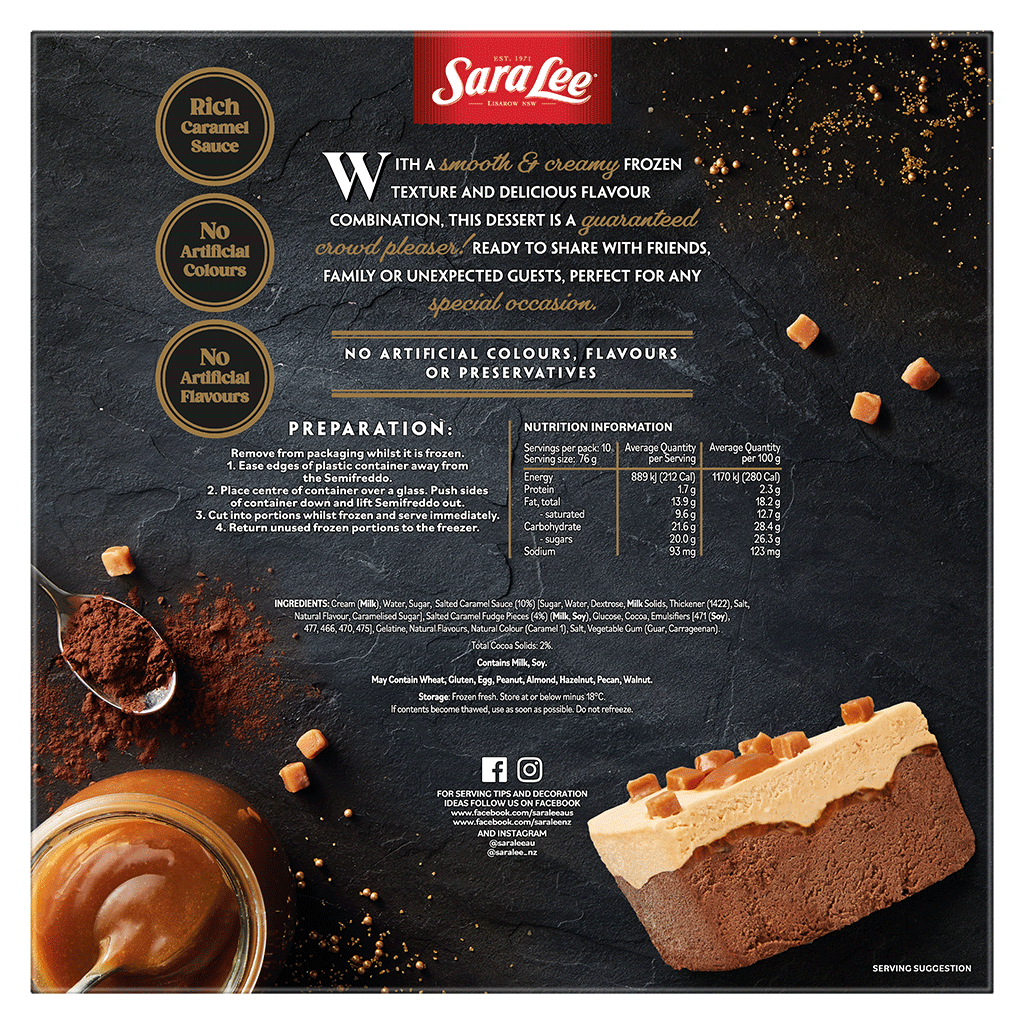 Chocolate And Salted Caramel Semifreddo Sara Lee 6707